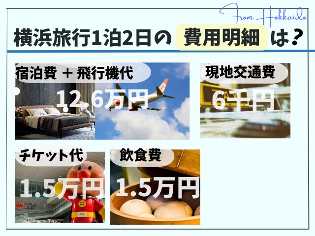 北海道から横浜旅行、1泊2日の費用内訳一覧